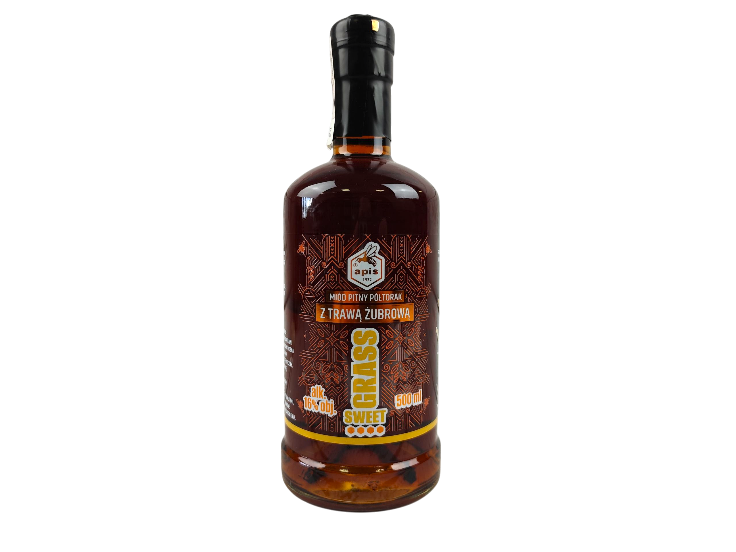 9e8b7379a0ccf047ea0b7be421d7d5d8.png Miód pitny półtorak z trawą żubrową SWEET GRASS 500 ml - obrazek 1